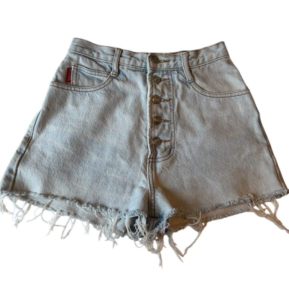 Vintage BONGO Light Blue Frayed Button Fly Retro 90s Jean Shorts Women’s 5